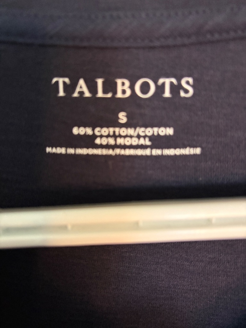 Talbots Ruched Cuff Crewneck T-Shirt Navy Blue - Picture 3 of 8